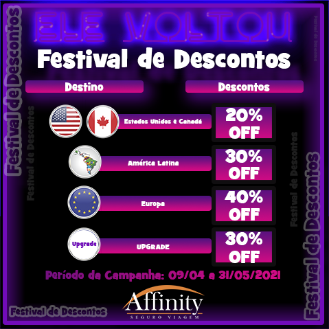 Affinity lança Festival de Descontos com planos até 40% off