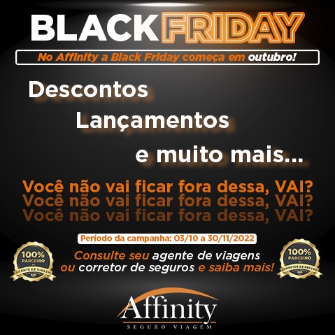 Affinity Seguro Viagem antecipa Black Friday com lançamentos e descontos de até 52%